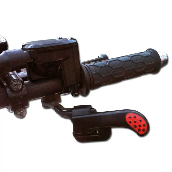 Daumen Gashebelunterstützung Quad/ATV | schw./rot Kabelbinder 20 cm | Maße: L 85 x B 45 x T 22 mm