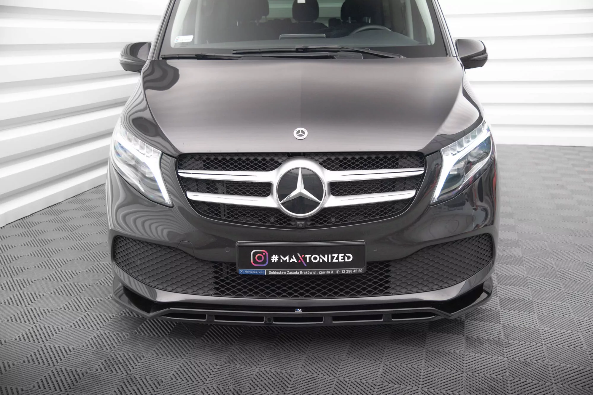 Front Ansatz V.2 Für Mercedes-Benz V-Klasse W447 Facelift Schwarz Hochglanz
