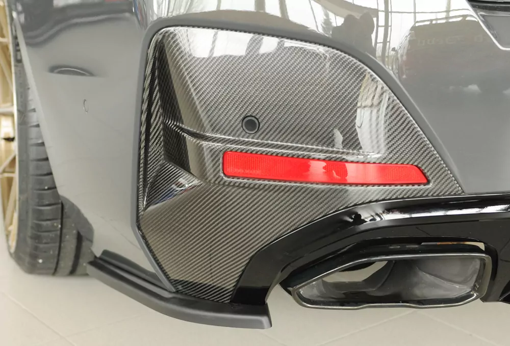 Rieger Heckschürzenansatz seitlich links matt schwarz für BMW i4 M G26  (G4C) Gran Coupé (5-tür.) 11.21-