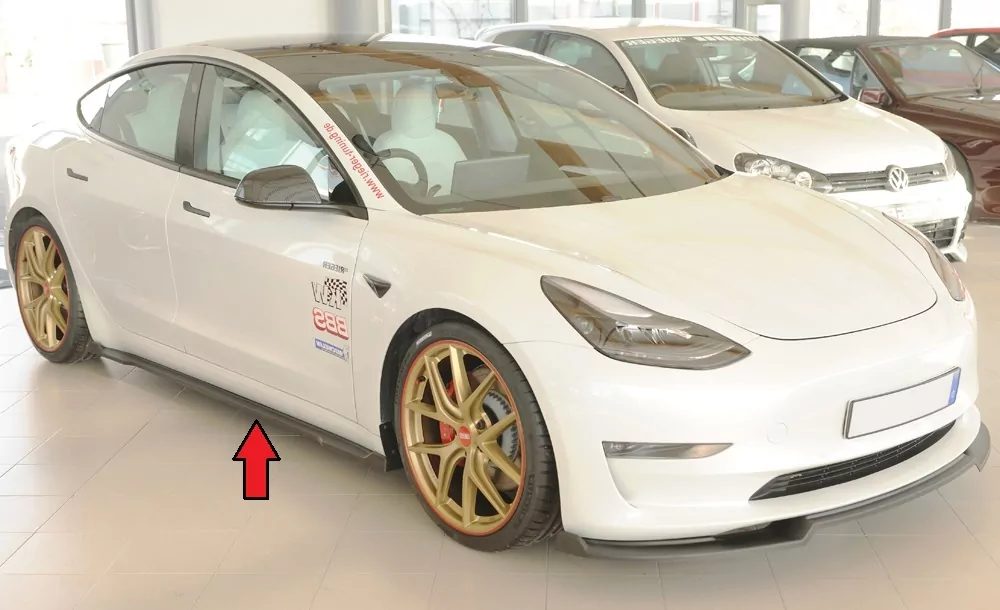Rieger Seitenschweller rechts ansatz matt schwarz für Tesla Model 3  (003)  10.23- (ab Facelift)
