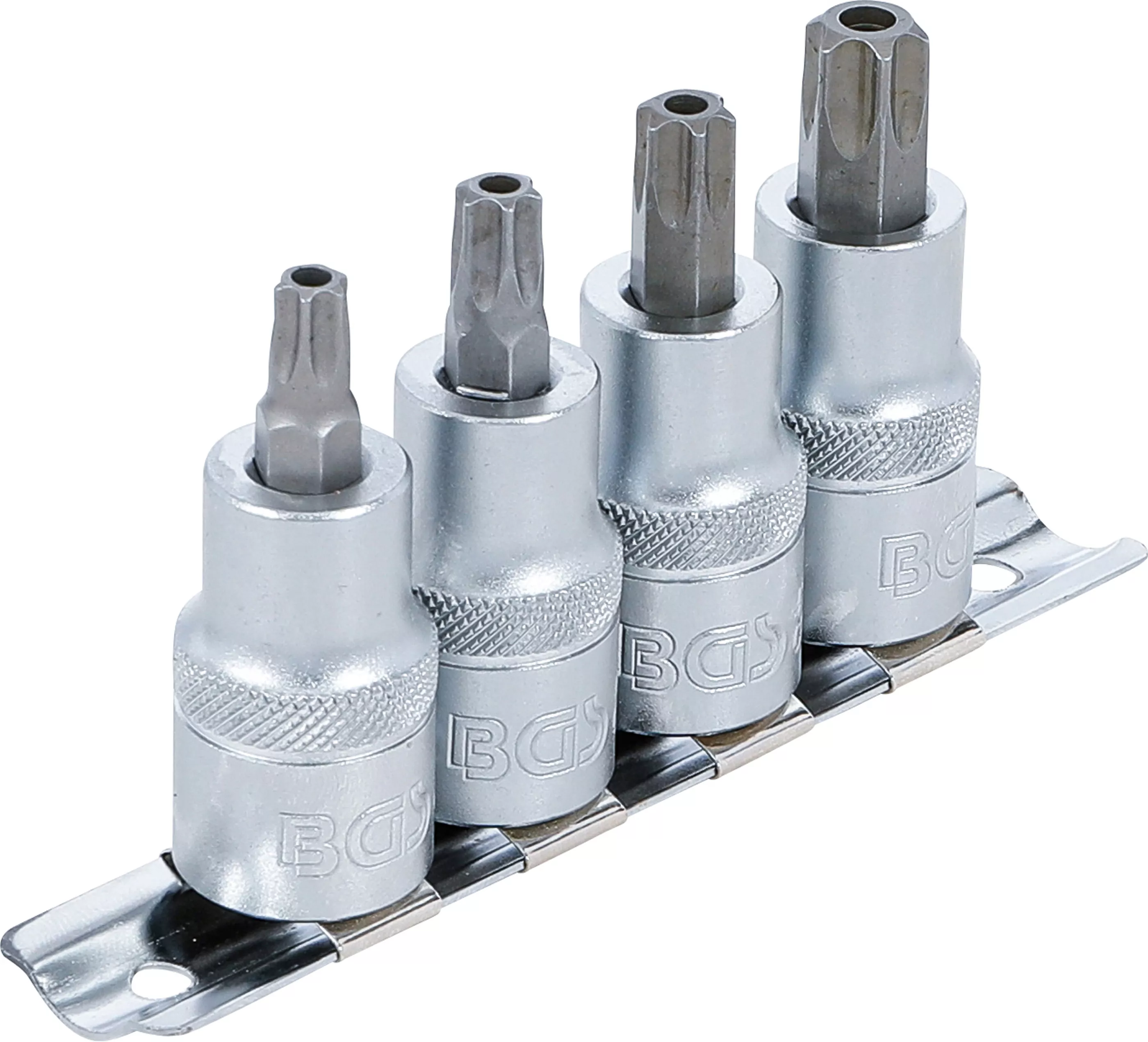 Bit-Einsatz-Satz | Antrieb Innenvierkant 12,5 mm (1/2") | T-Profil (für Torx) mit Bohrung T40 - T55 | 4-tlg.