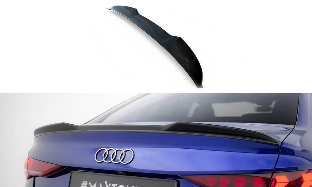 Spoiler CAP Für 3D Audi A3 S-Line Limousine / S3 Limousine 8Y Facelift Schwarz Hochglanz