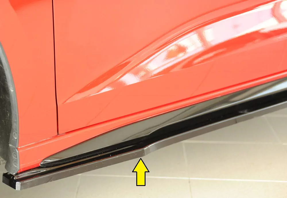 Rieger Seitenschweller links ansatz glanz schwarz für Audi A3 S3 (GY) 5-tür. (Sportback) 07.20-05.24 (bis Facelift)