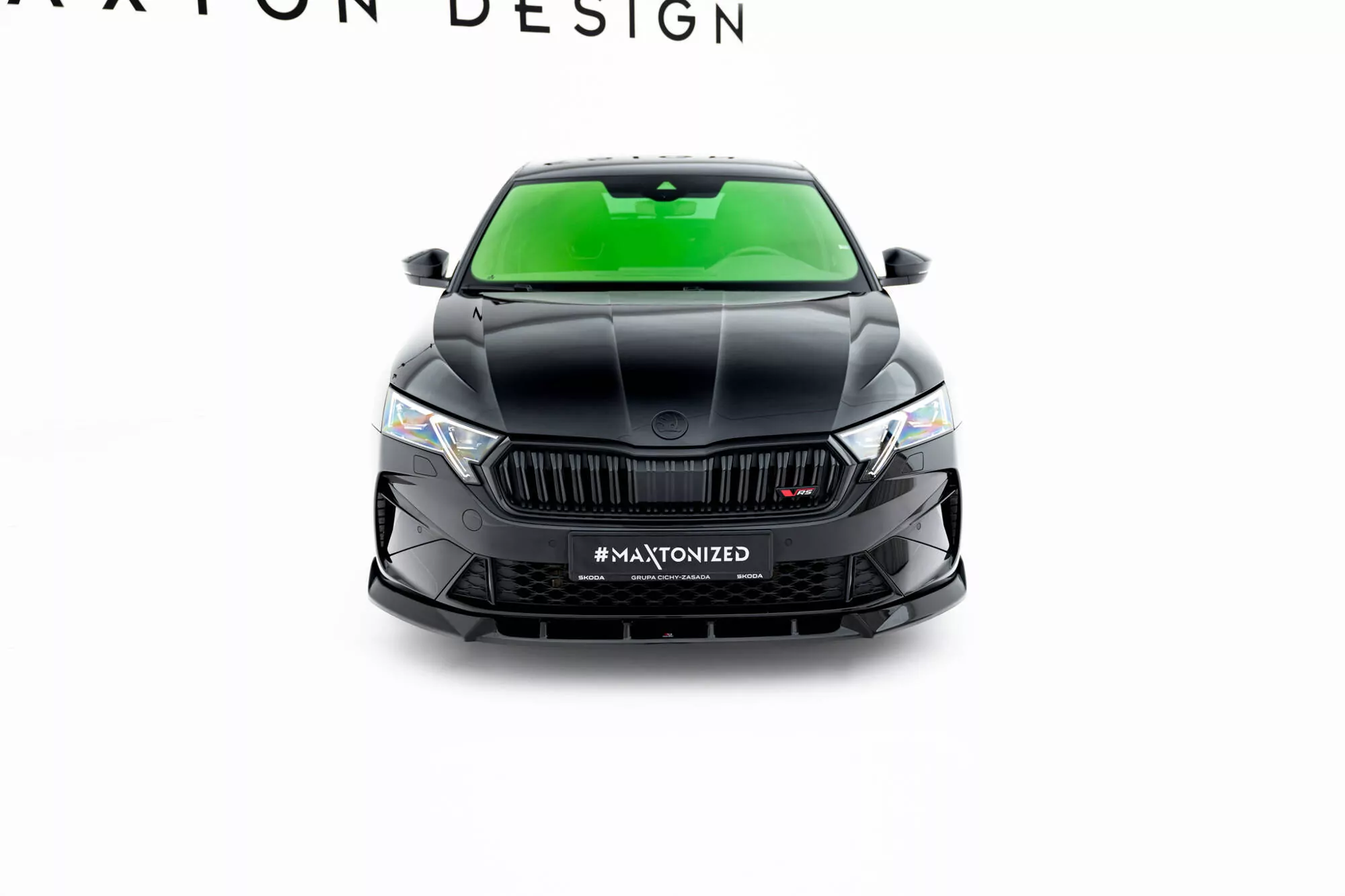 Front Ansatz V.2 Für Skoda Octavia RS Liftback / Combi Mk4 Facelift Schwarz Hochglanz