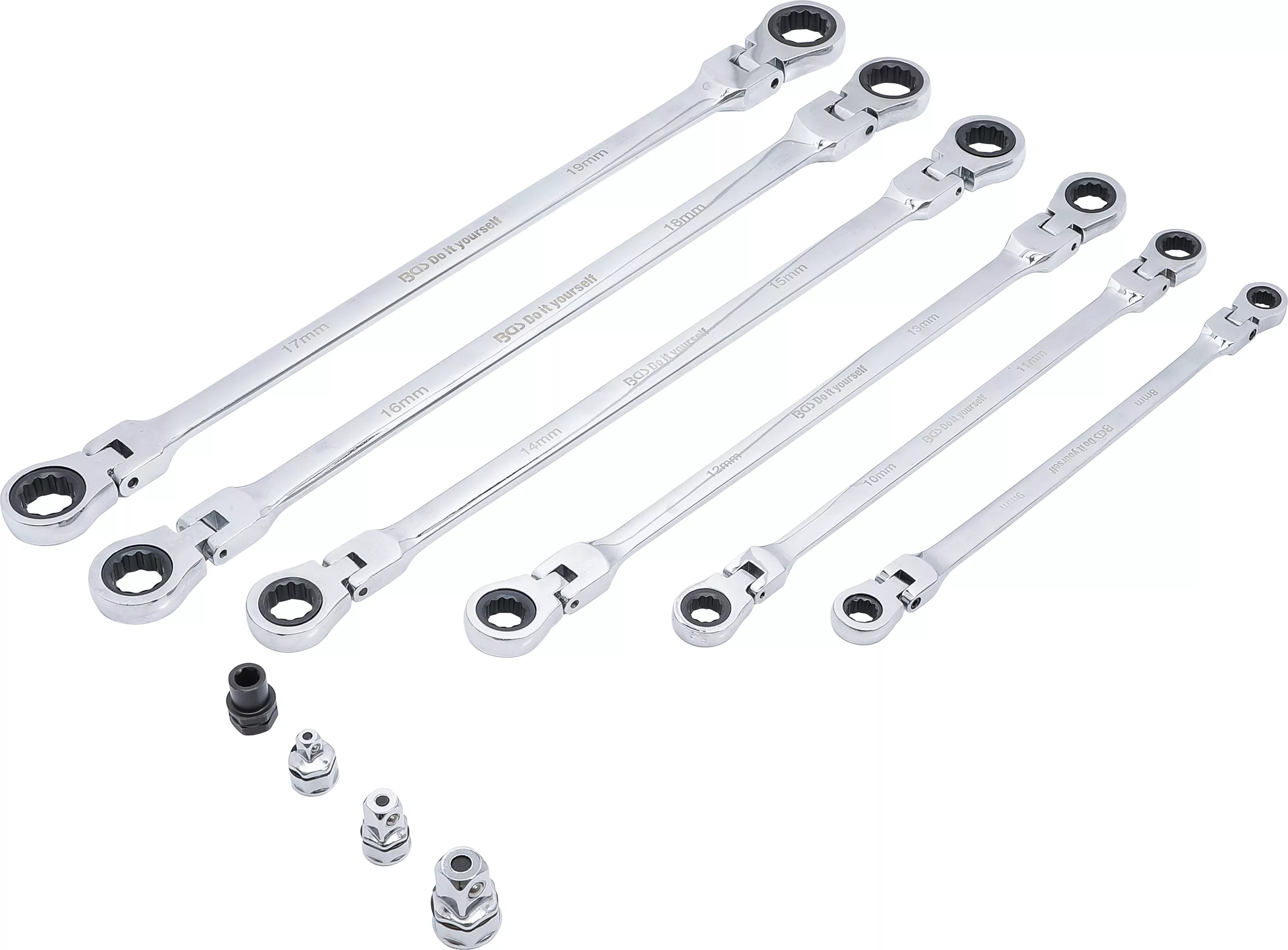 Doppel-Ratschen-Gelenkschlüssel-Satz | SW 8 - 19 mm | 10-tlg.
