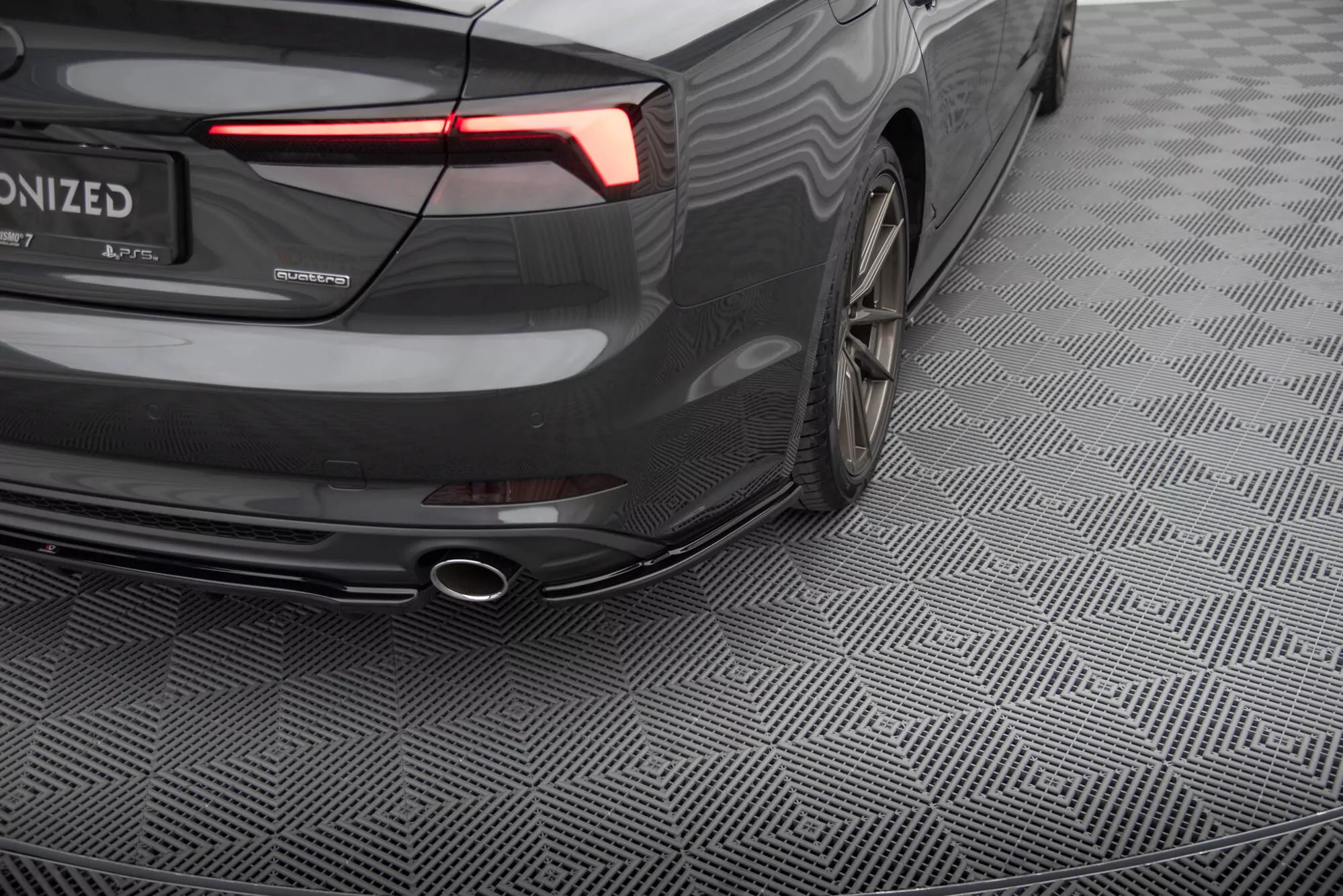 Heck Ansatz Flaps Diffusor Passend Für Passend Für AUDI A5 MK2 SPORTBACK S-LINE (F5) Schwarz Hochglanz Schwarz Hochglanz