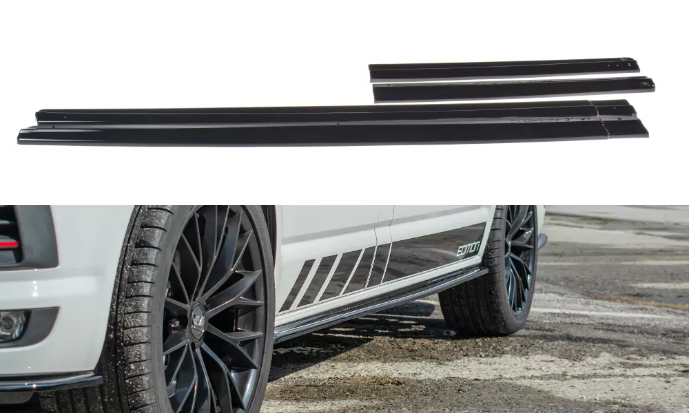 Seitenschweller Ansatz Passend Für Passend Für VW T6 Schwarz Hochglanz Schwarz Hochglanz