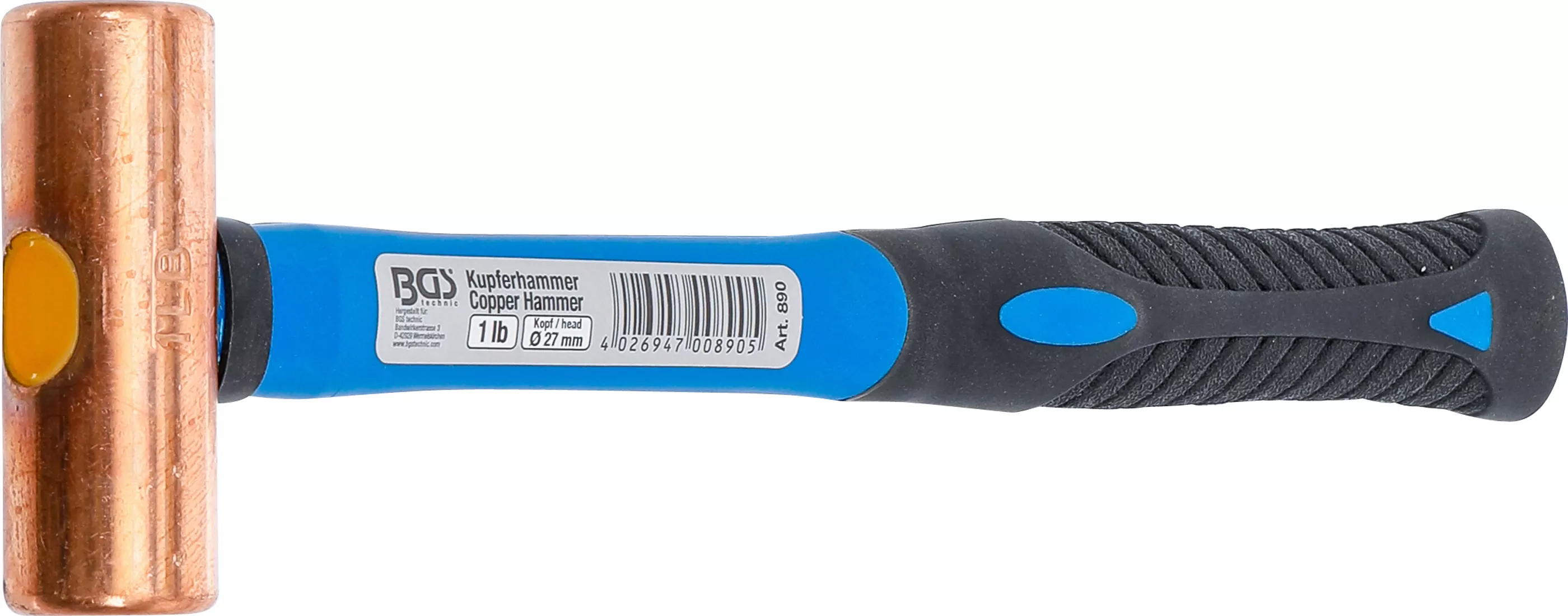 Kupferhammer | Fiberglasstiel | Ø 27 mm | 454 g (1 lb) - Kopf