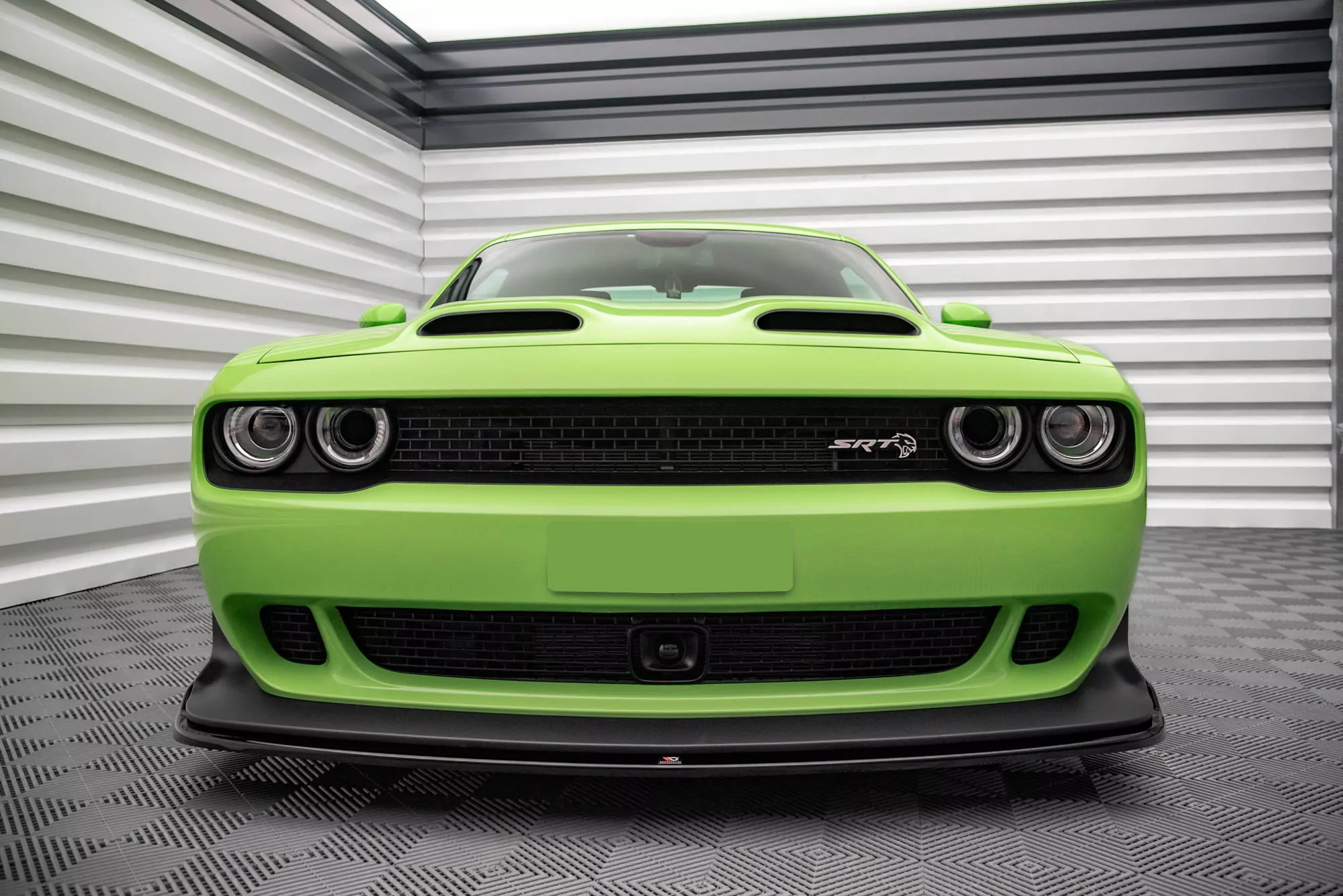 Front Ansatz Für Dodge Challenger SRT Hellcat Widebody Mk3 Schwarz Hochglanz