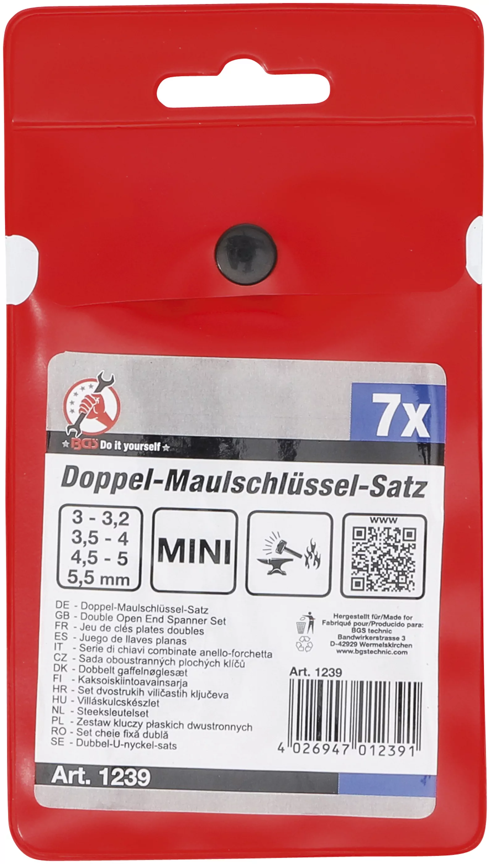Doppel-Maulschlüssel-Satz | Mini-Ausführung | SW 3 - 5,5 mm | 7-tlg.