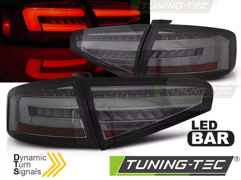 Led Bar Tail Lights Smoke Seq Fits Audi A4 B8 12-15 Sedan Oem Bulb