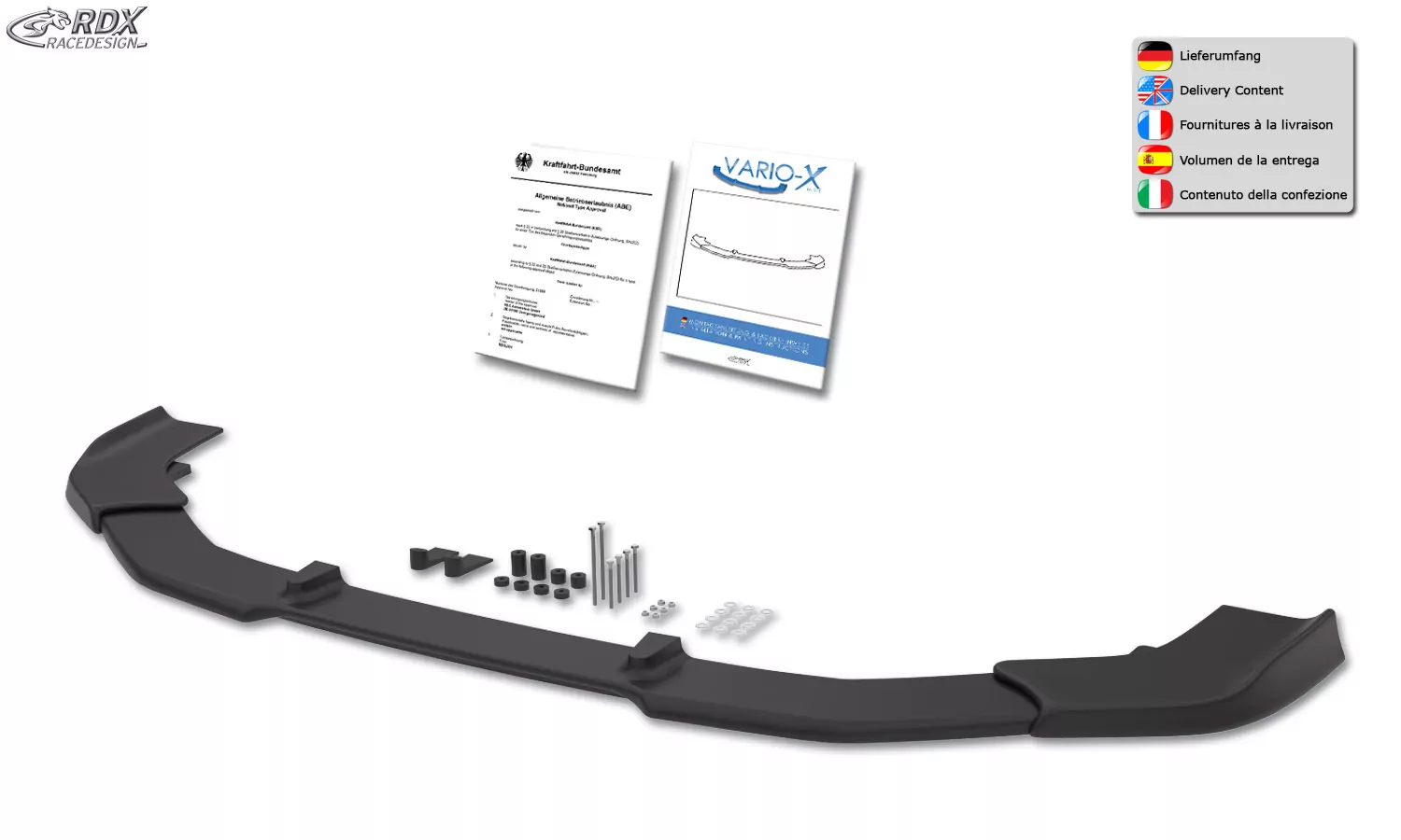 RDX Frontspoiler VARIO-X für AUDI RS Q3 (F3) Frontlippe Front Ansatz Vorne Spoilerlippe