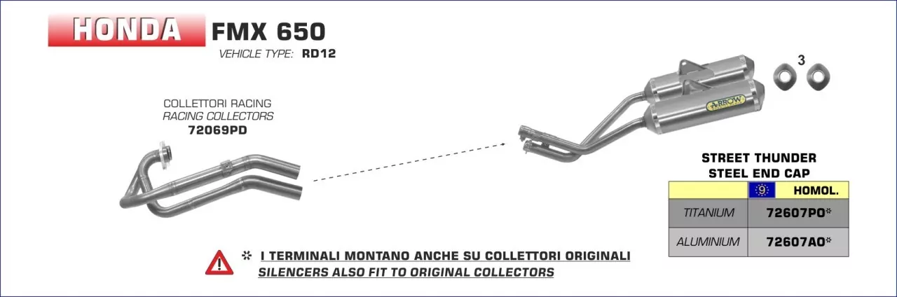 72069PD-Arrow Krümmer Honda FMX 650 05-08