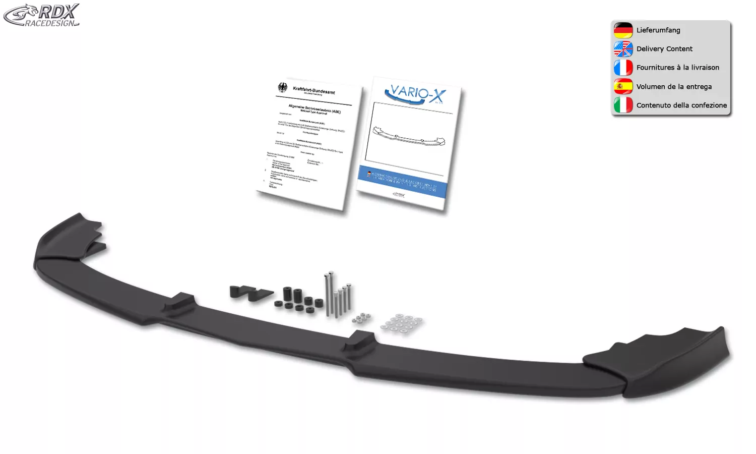 RDX Frontspoiler VARIO-X für MERCEDES S-Klasse W221 AMG 2009+ (Passend an AMG bzw. Fahrzeuge mit AMG Frontstoßstange) Frontlippe Front Ansatz Vorne Spoilerlippe