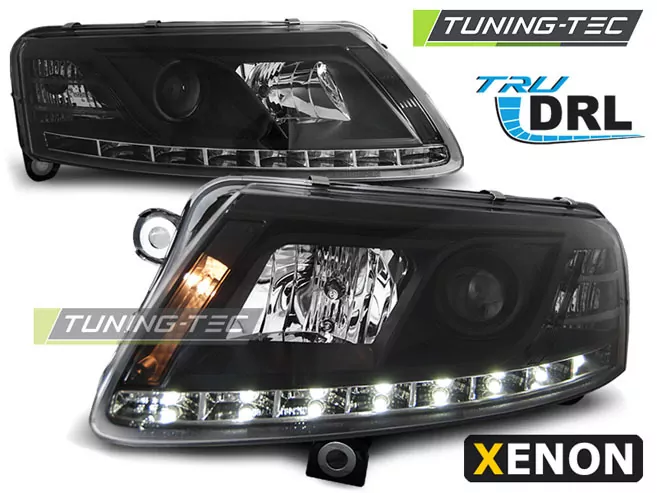 XENON HEADLIGHTS TRUE DRL BLACK fits AUDI A6 C6 04.04-08