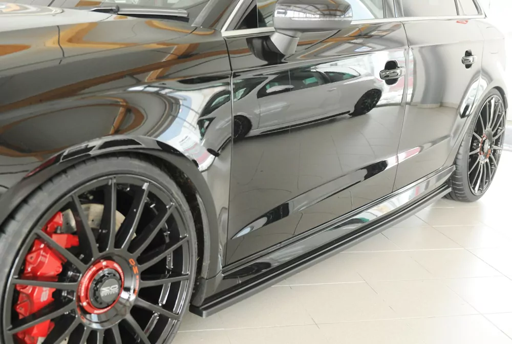 Rieger Seitenschweller links ansatz glanz schwarz für Audi RS3 (8V) 5-tür. (Sportback 8VA / 8VF) 02.17- (ab Facelift)