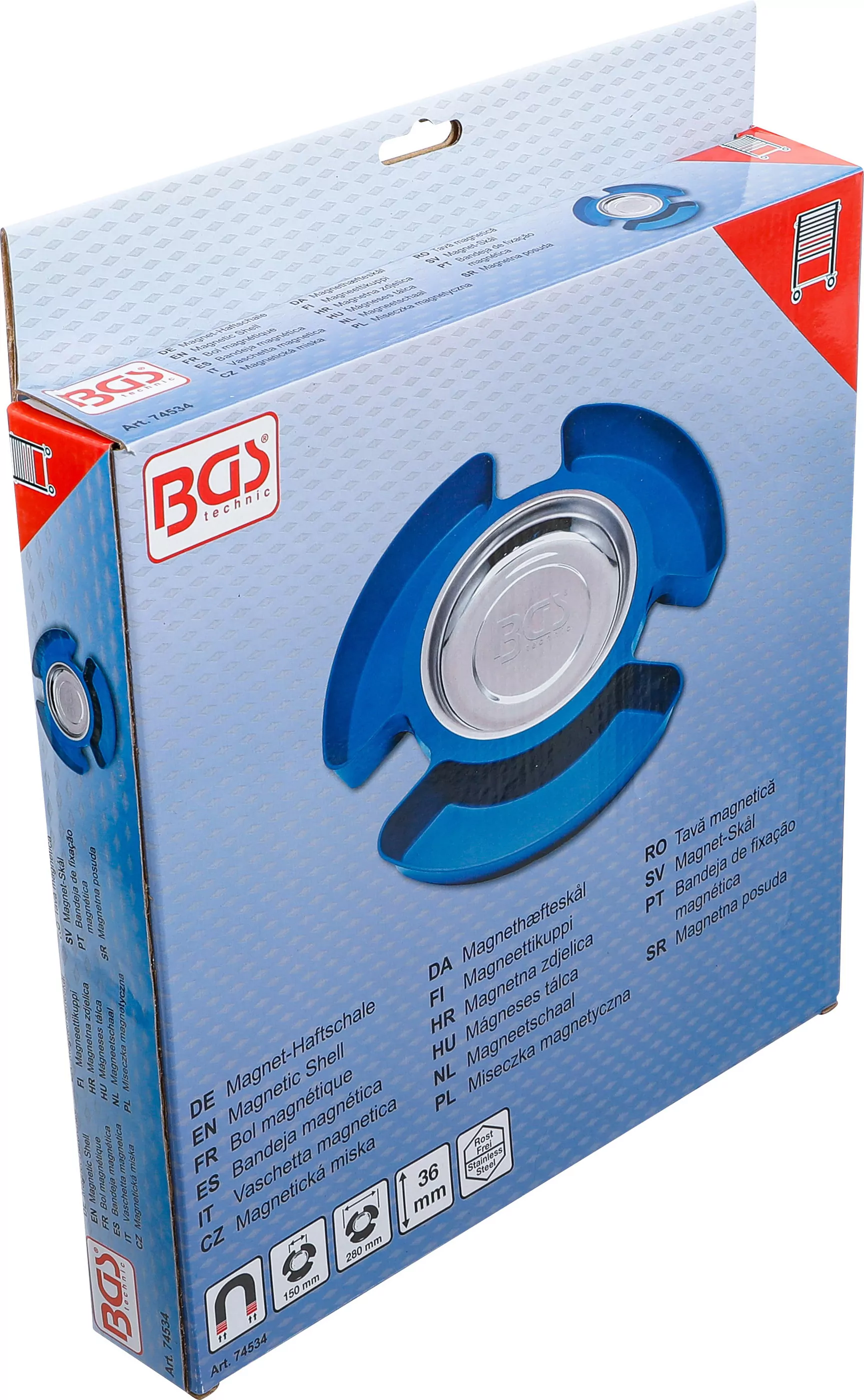 Magnet-Haftschale | mit 3 Kunststoff-Ablagen | 150 mm