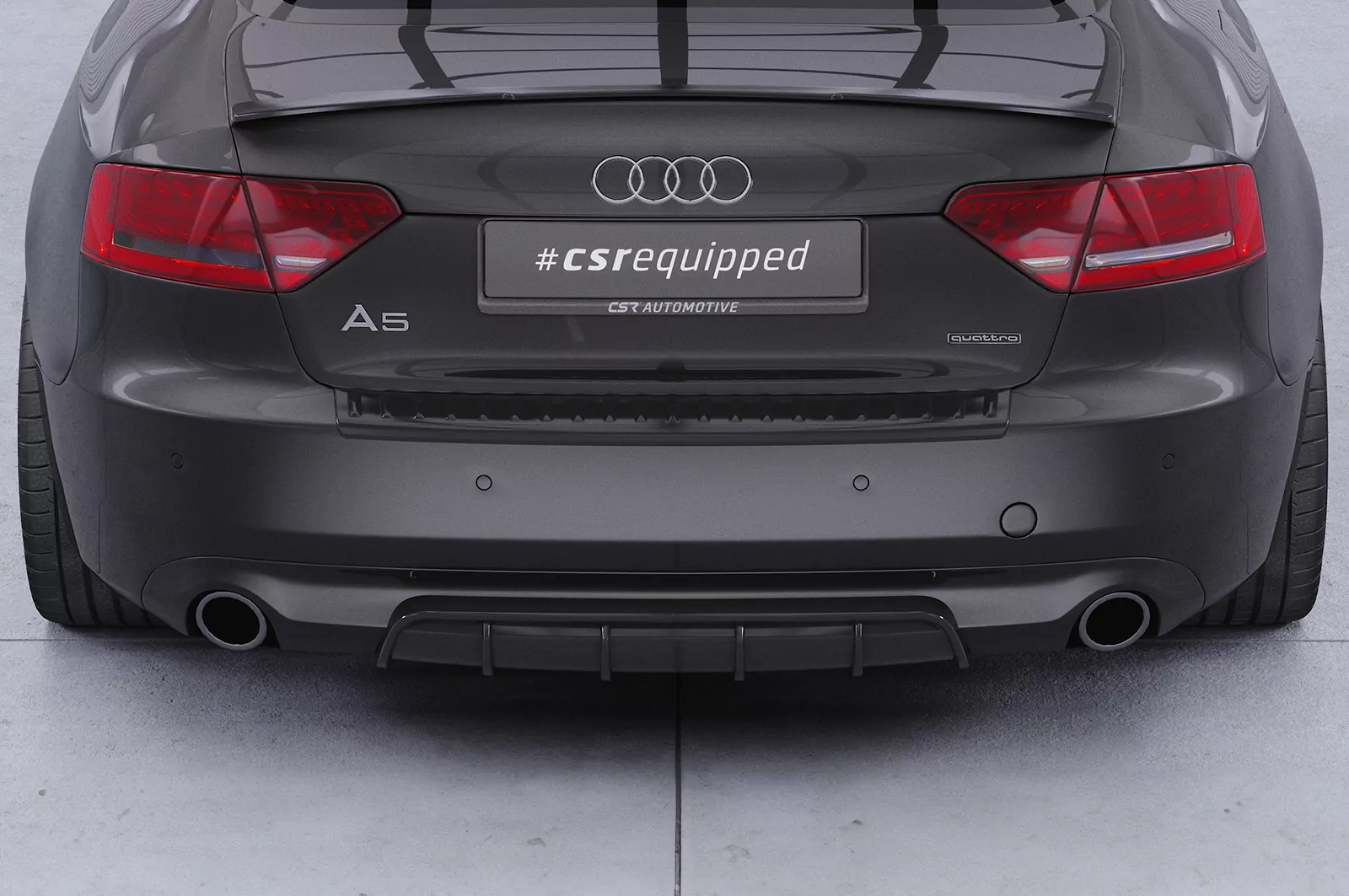 Heckansatz für Audi A5 8T Basis HA238 Schwarz Strukturiert