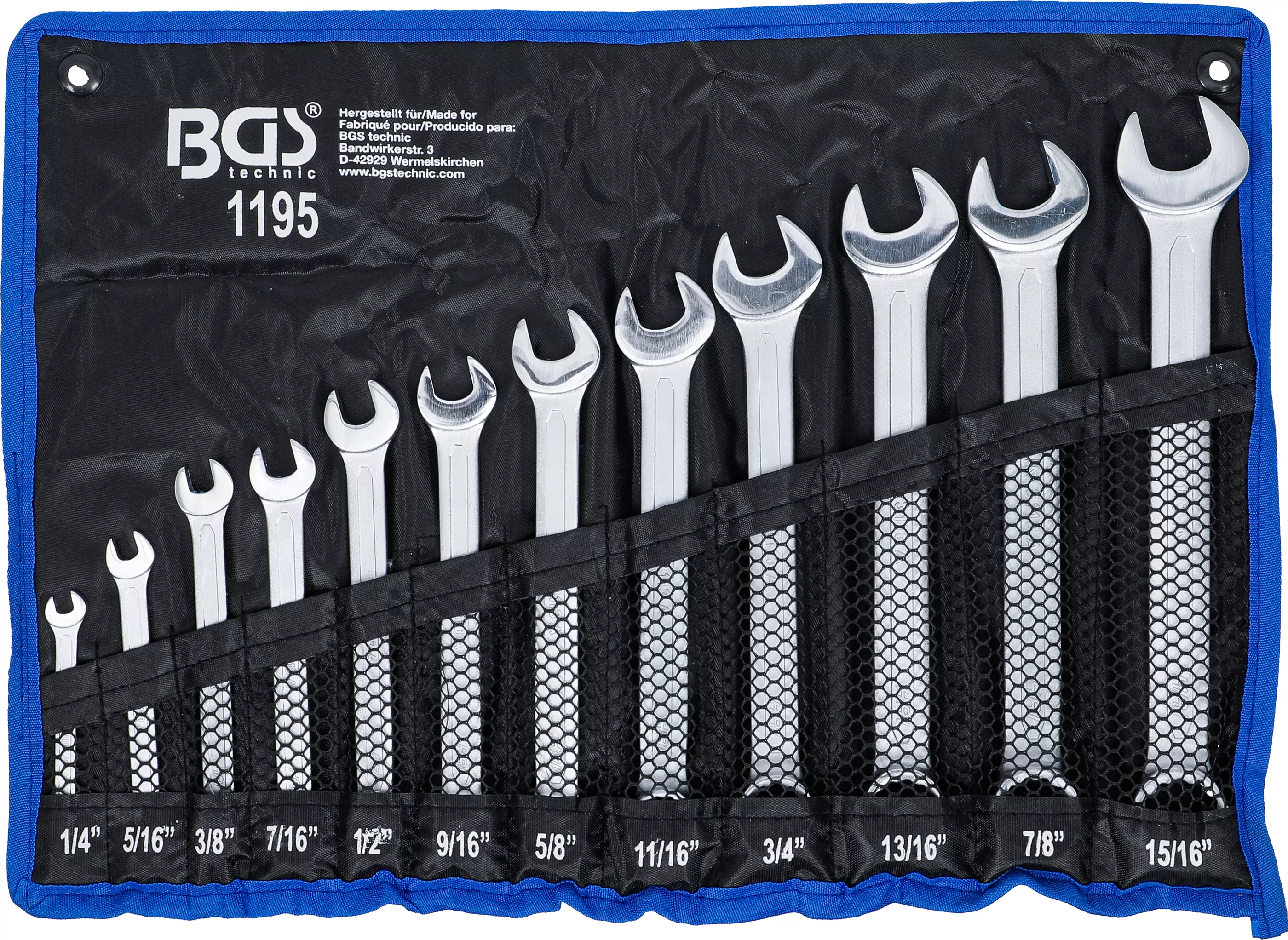 Maul-Ringschlüssel-Satz | Zollgrößen | SW 1/4" - 15/16" | 12-tlg.