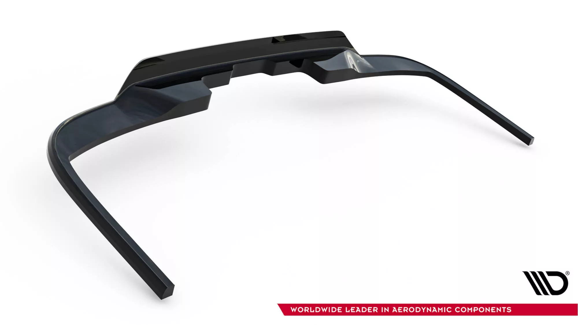 Hinten Splitter (mit Einem Vertikalem Balken) Volkswagen Multivan Long T7 Schwarz Hochglanz