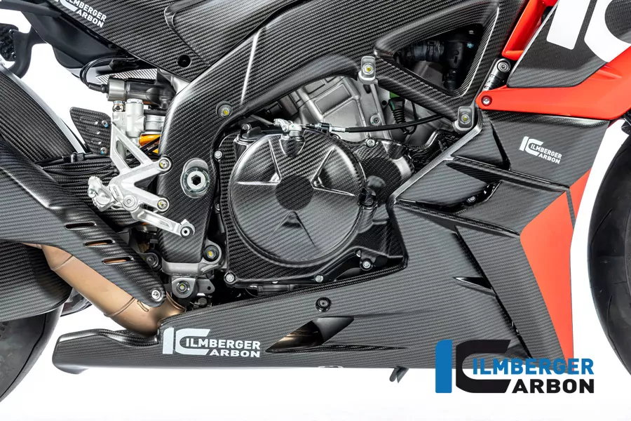 Ilmberger Carbon Motorspoiler komplett lange Version matt für Aprilia Tuono V4 2021-