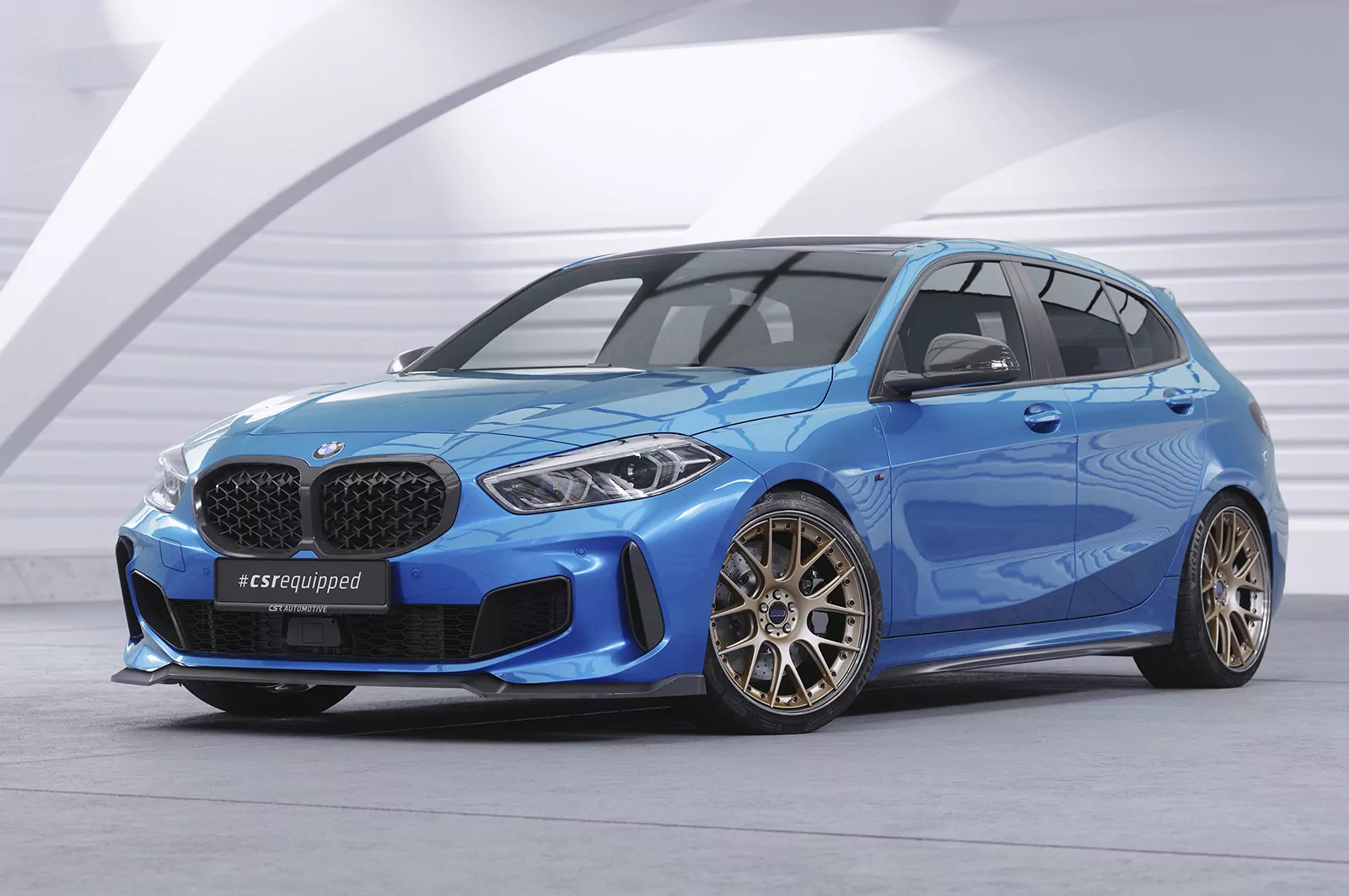 Cup-Spoilerlippe mit ABE für BMW 1er F40 M-Paket CSL621 Schwarz Strukturiert