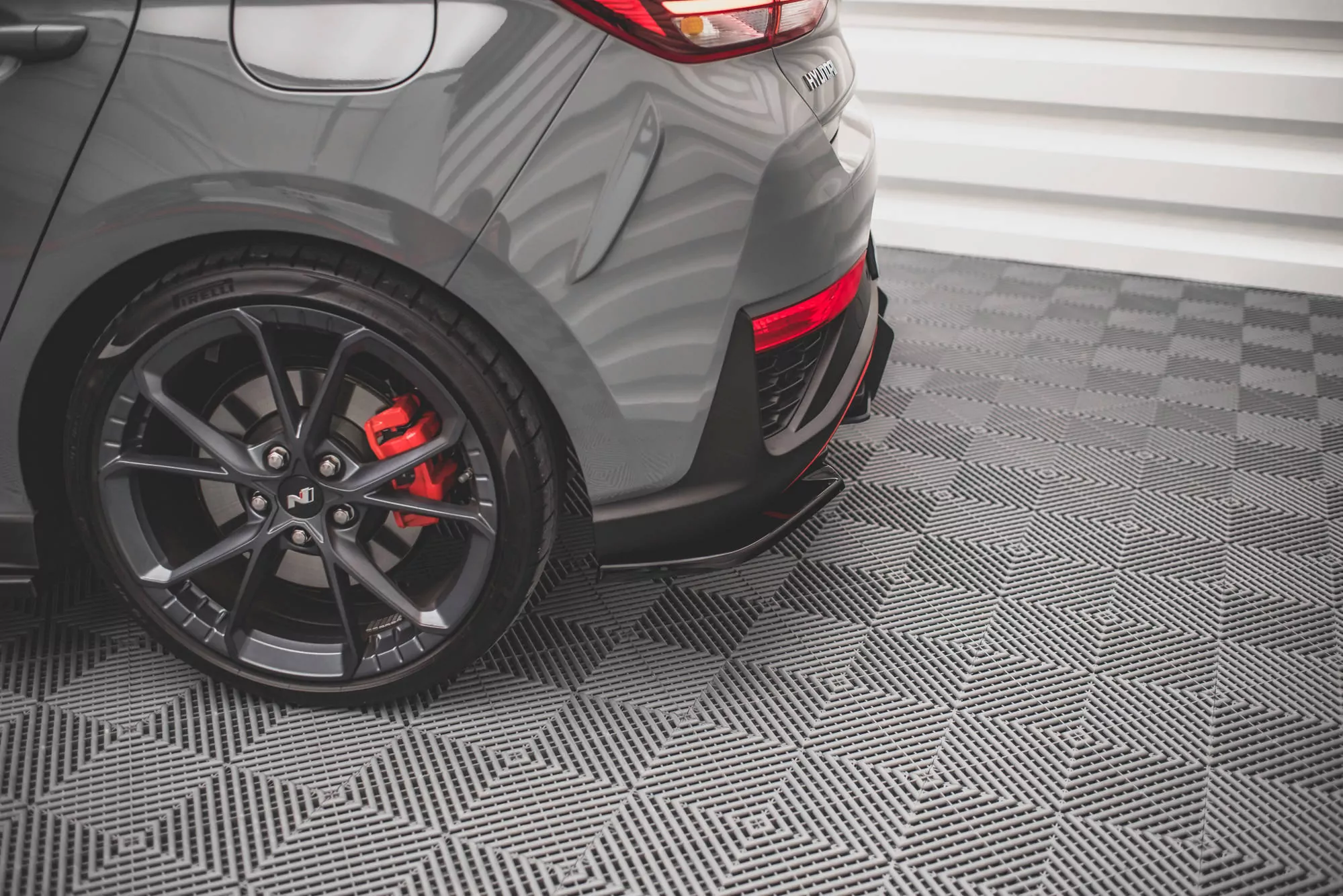 Heck Ansatz Flaps Diffusor V.2 Für Hyundai I30 N Hatchback Mk3 Facelift Schwarz Hochglanz