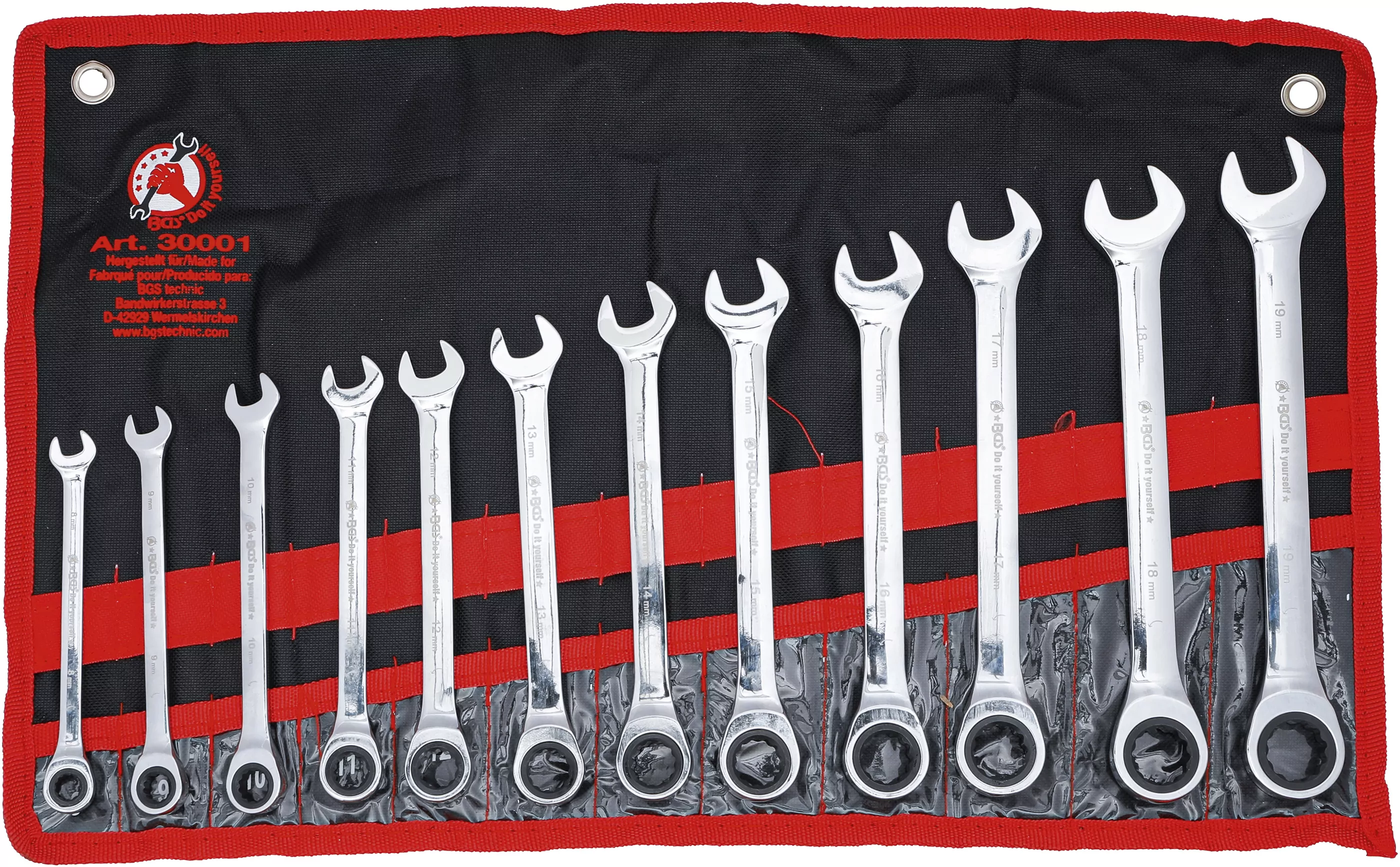 Ratschenring-Maulschlüssel-Satz | SW 8 - 19 mm | 12-tlg.