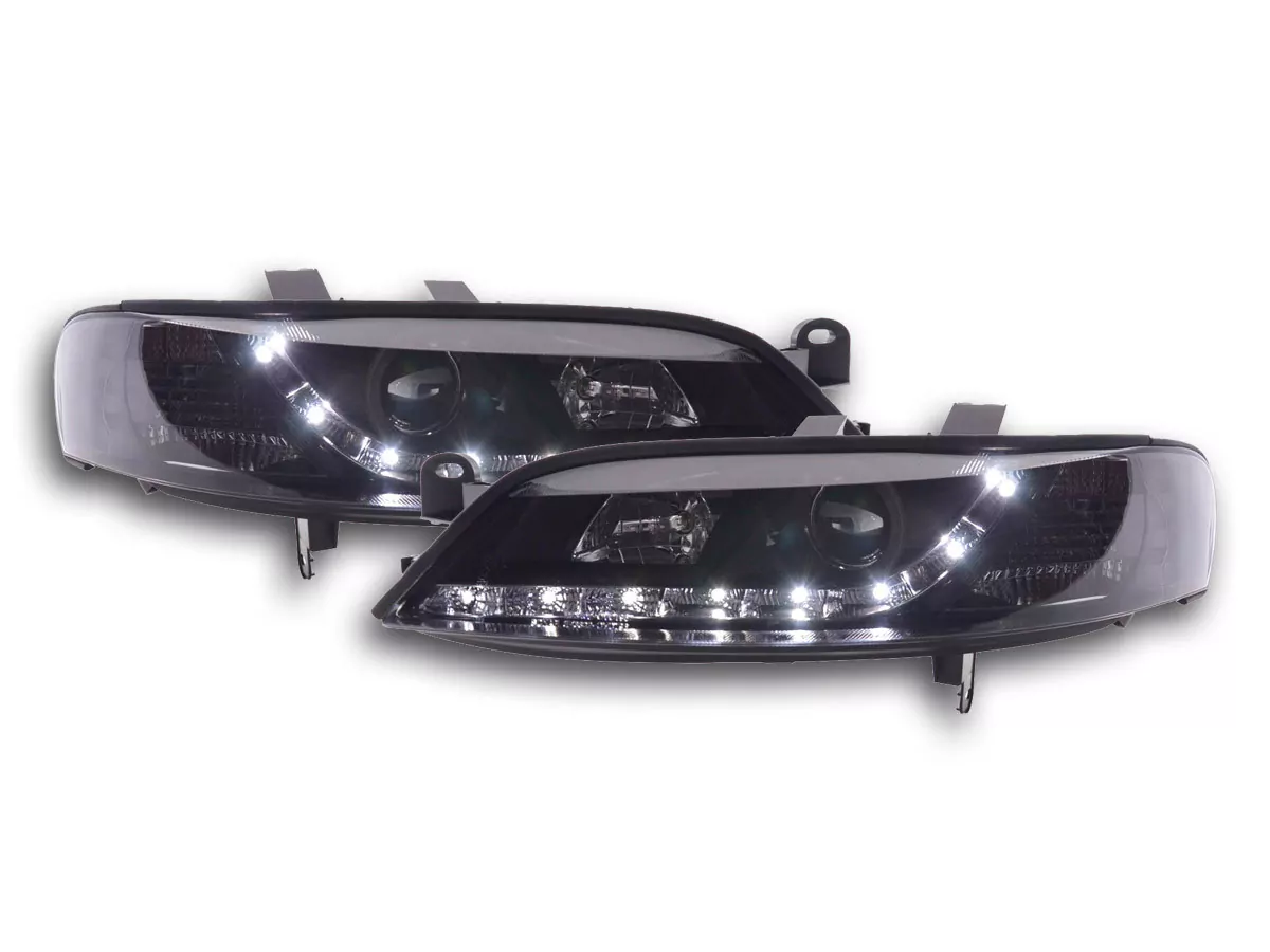 Scheinwerfer Set Daylight LED TFL-Optik Opel Vectra B Bj. 99-02 schwarz