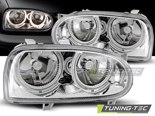 HEADLIGHTS ANGEL EYES CHROME fits VW GOLF 3 09.91-08.97