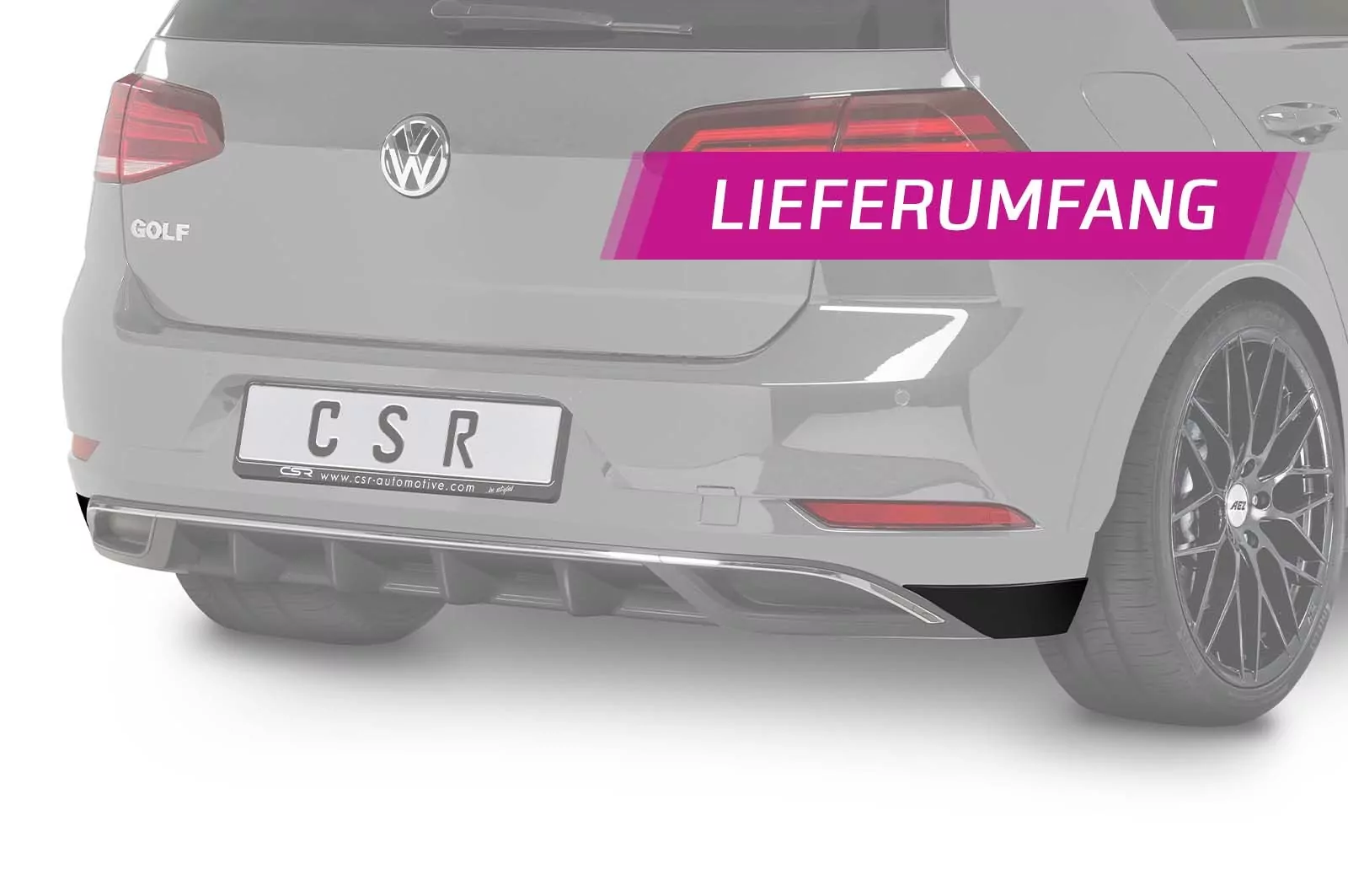 Heckansatz für VW Golf 7 GTI, GTD, R, R-Line HA234 Strukturiert (schwarz matt)