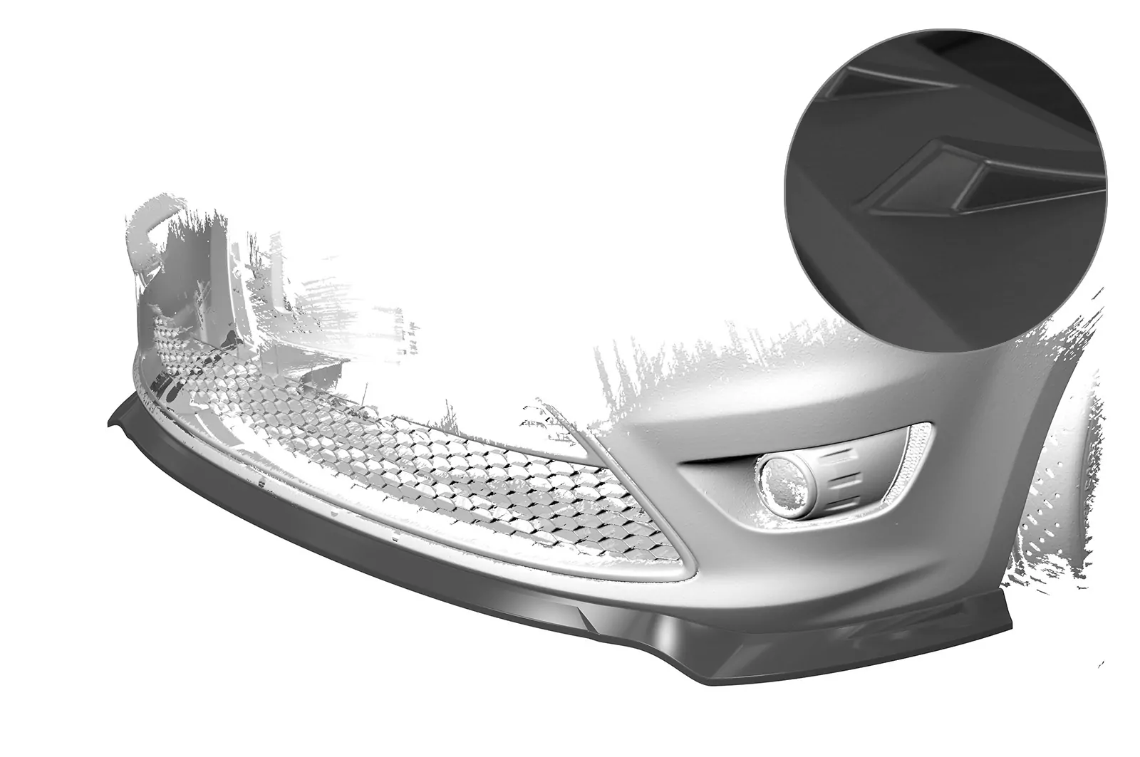 Cup-Spoilerlippe für Ford Focus MK2 ST Lackierfreundlich (schwarz matt)