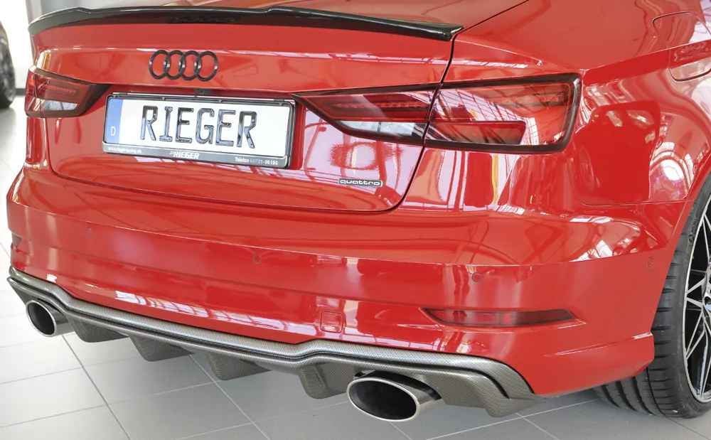 Rieger Heckeinsatz für Audi A3 S3 (8V) - 3-tür. (Cabrio 8V7) 09.16- (ab Facelift) carbon optik