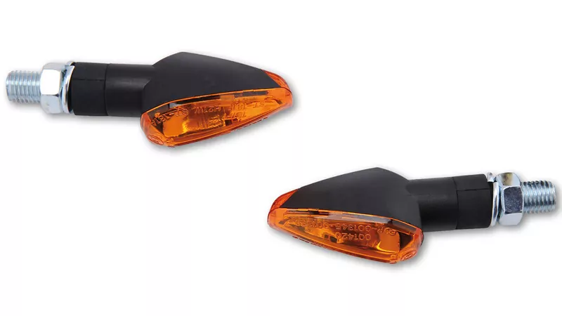 SHIN YO Peak Mini Blinker Schwarz/Orange Kurzer Stiel, E-Geprüft (Paar)