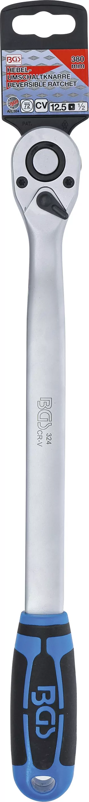 Umschaltknarre | extra lang | Abtrieb Außenvierkant 12,5 mm (1/2") | 380 mm