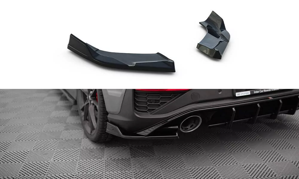 Heck Ansatz Flaps Diffusor V.6 Für Hyundai I30 N Hatchback Mk3 Facelift Schwarz Hochglanz