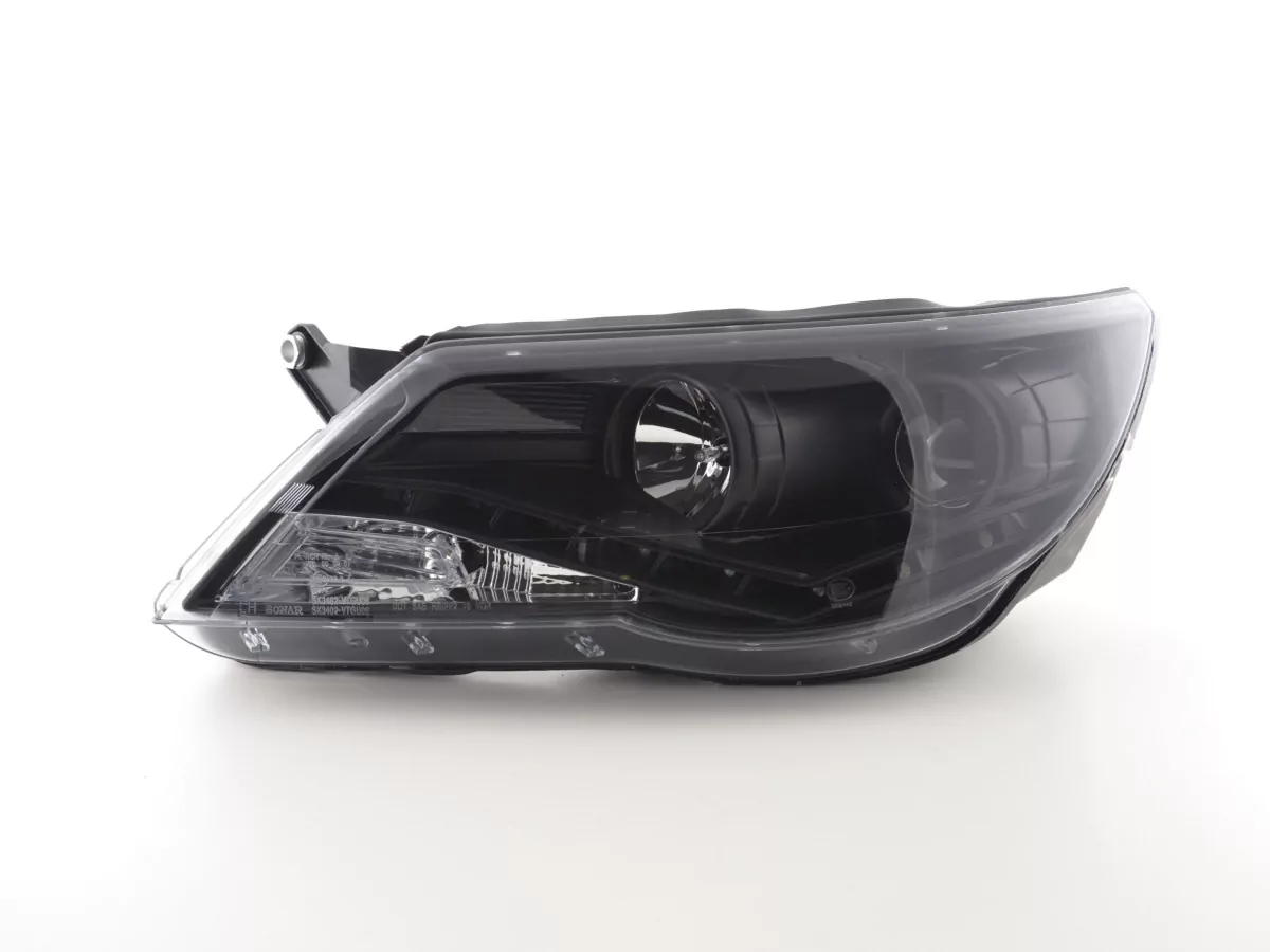 Scheinwerfer Set Daylight LED TFL-Optik VW Tiguan Bj. 07-11 schwarz für Rechtslenker