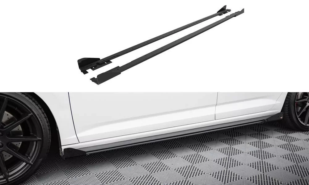 Street Pro Seitenschweller Ansatz Für + Flaps Volkswagen Jetta GLI Mk7 Schwarz Hochglanz