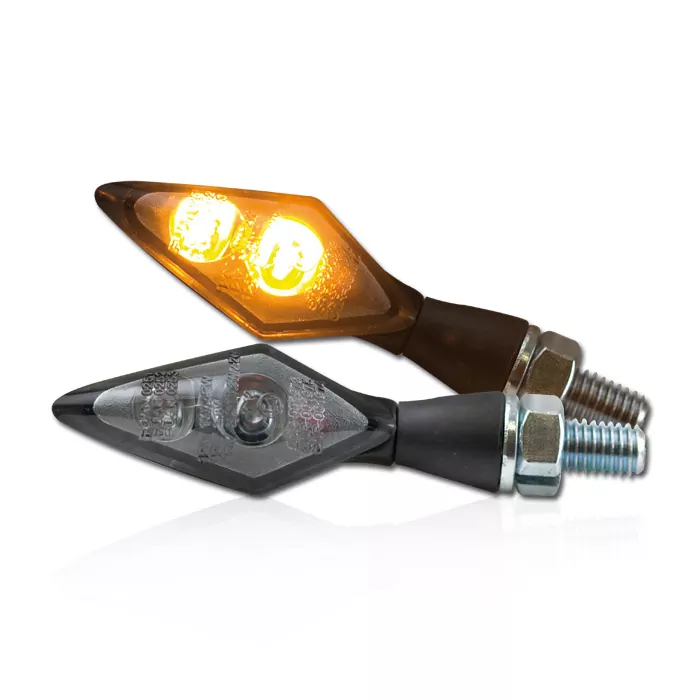 Led-blinker Spark | Schwarz | Alu | M8 | Paar | L 48 X T 20 X H 22mm | Getönt | E-geprüft