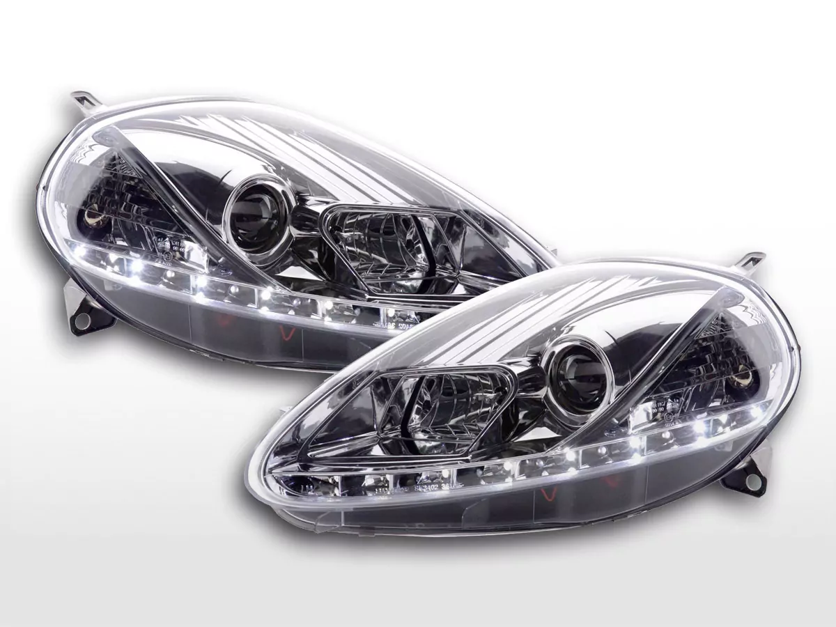 Scheinwerfer Set Daylight LED TFL-Optik Fiat Grande Punto Typ 199 Bj. 05-08 chrom