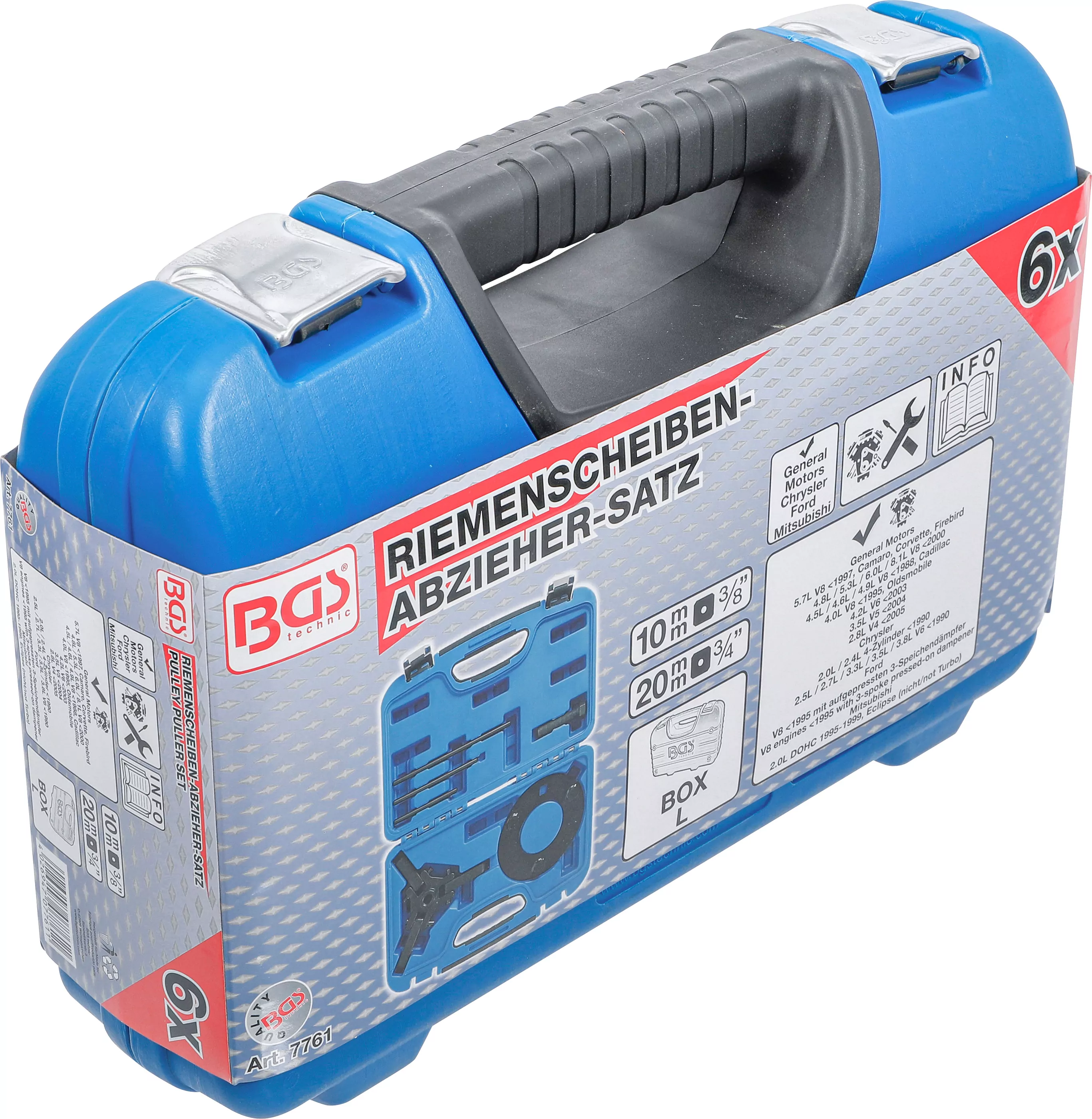 Riemenscheiben-Abzieher & Montage-Satz | für GM, Chrysler, Ford, Mitsubishi | 6-tlg.