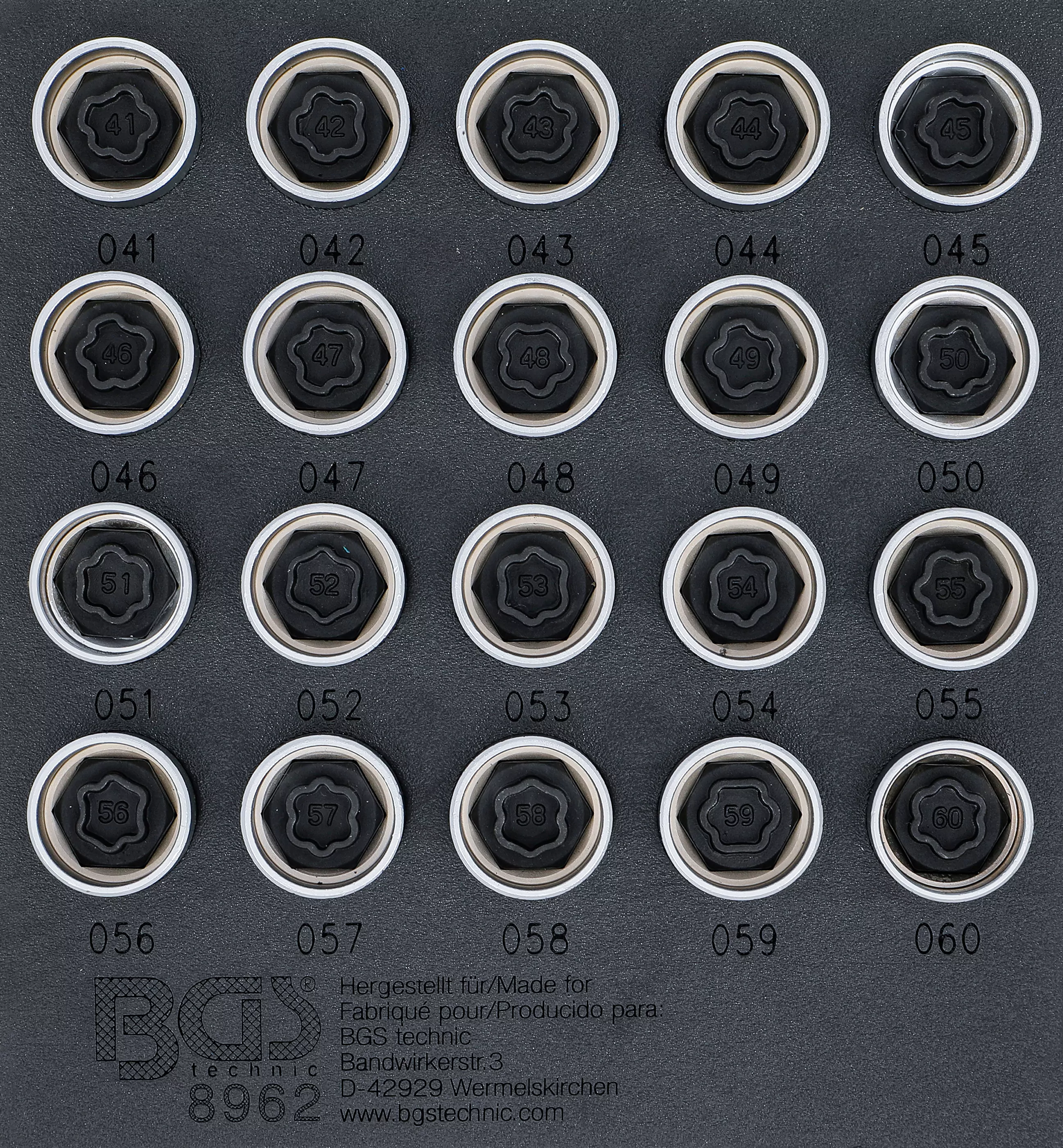 Werkstattwageneinlage 1/6: Felgenschloss-Werkzeug-Satz für BMW | 20-tlg.