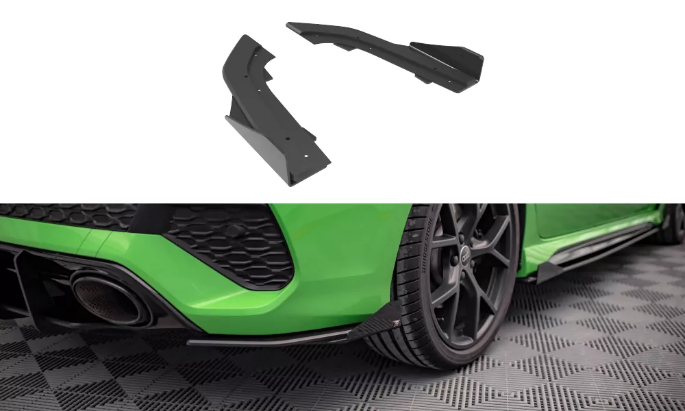 Street Pro Heck Ansatz Flaps Diffusor +Flaps Für Audi RS3 Limousine 8Y Schwarz Hochglanz