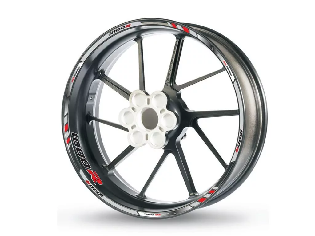 Felgenrandaufkleber für BMW S1000R | M1000R weiß-rot