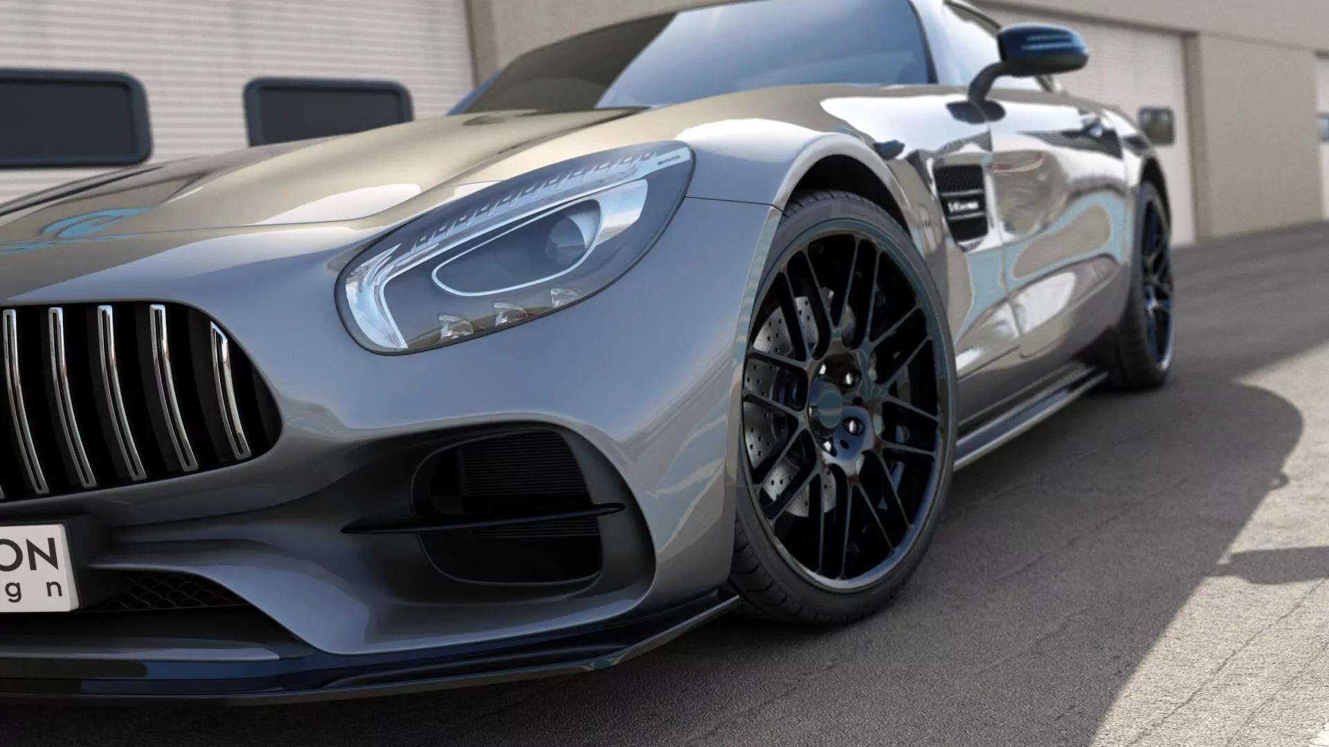 Front Ansatz Für Mercedes-AMG GT S C190 Facelift Schwarz Hochglanz