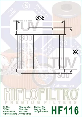 Hiflo Ölfilter Hf116 (alternative Champion 089357)