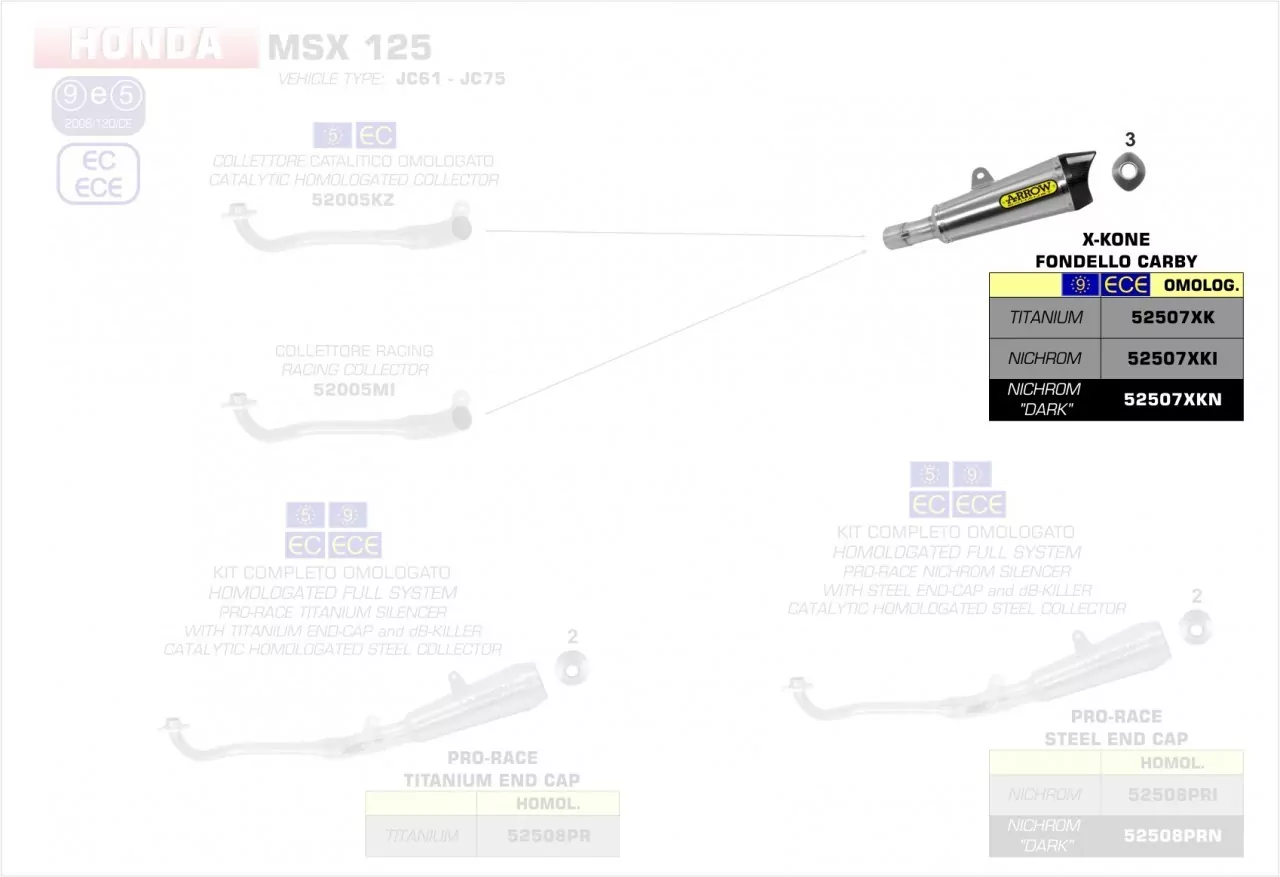Arrow X-Kone Edelstahl Dark Honda MSX 125 (JC61/JC75) ´16-20