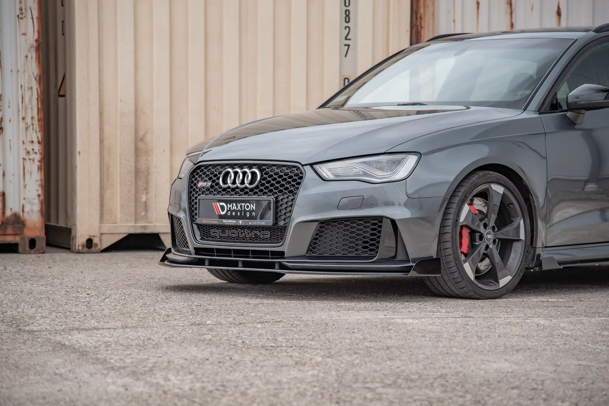 Robuste Racing Front Ansatz Passend Für + Flaps Passend Für Audi RS3 8V Sportback Schwarz Hochglanz