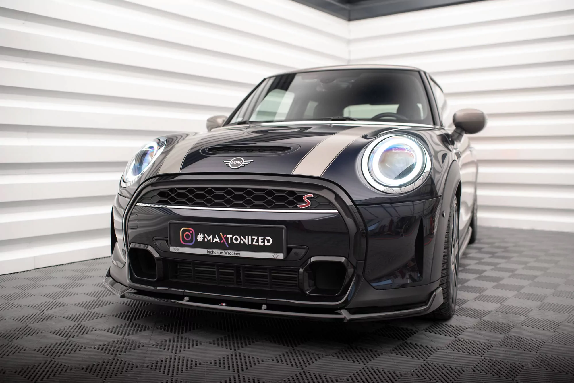 Front Ansatz V.2 Für Mini Cooper S F56 Facelift Schwarz Hochglanz