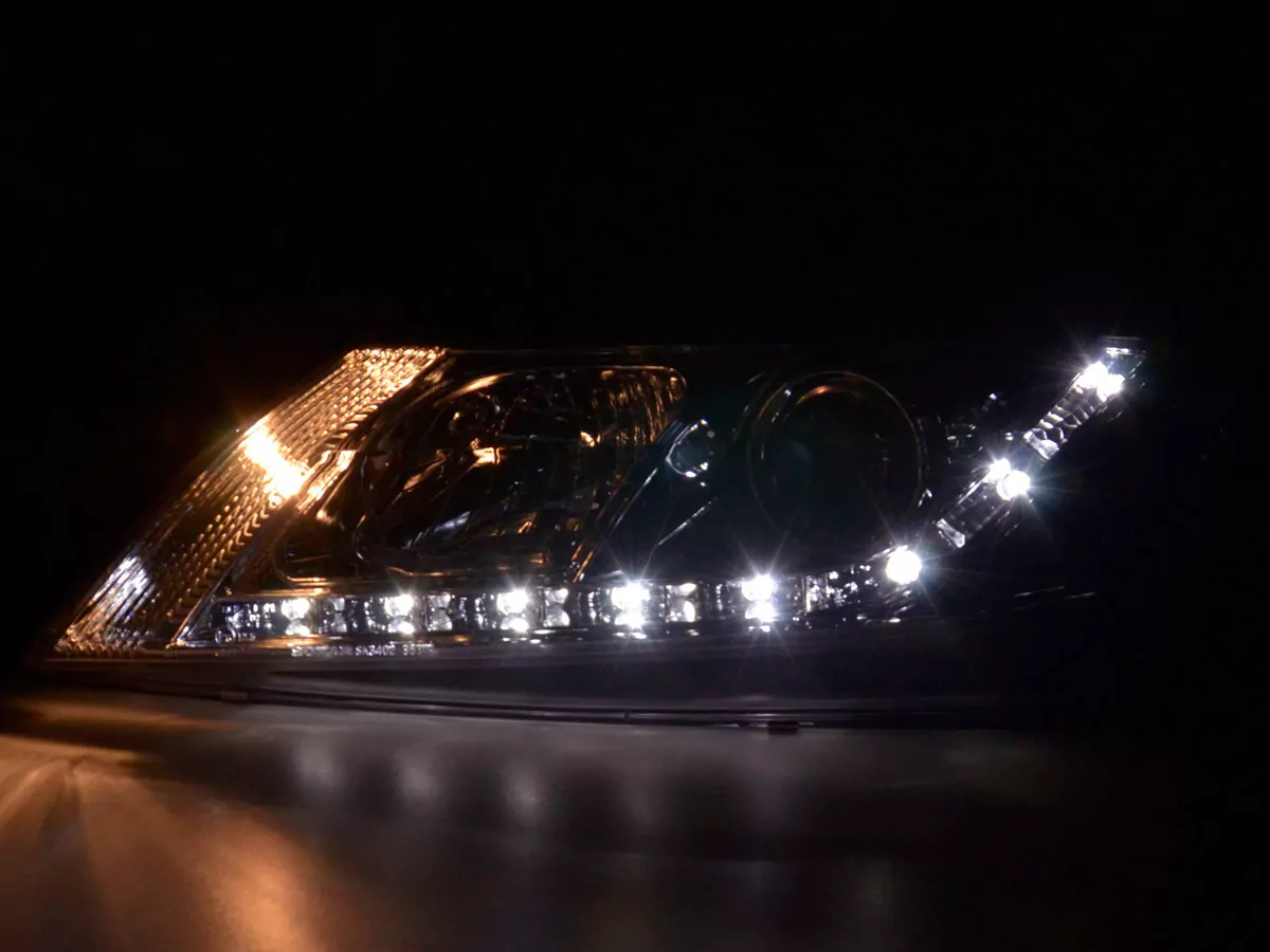 Scheinwerfer Set Daylight LED TFL-Optik Renault Laguna (Typ G) Bj. 01-05 chrom